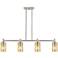 Downtown Crown Point 44"W Satin Nickel Island Light w/ Mercury Shade