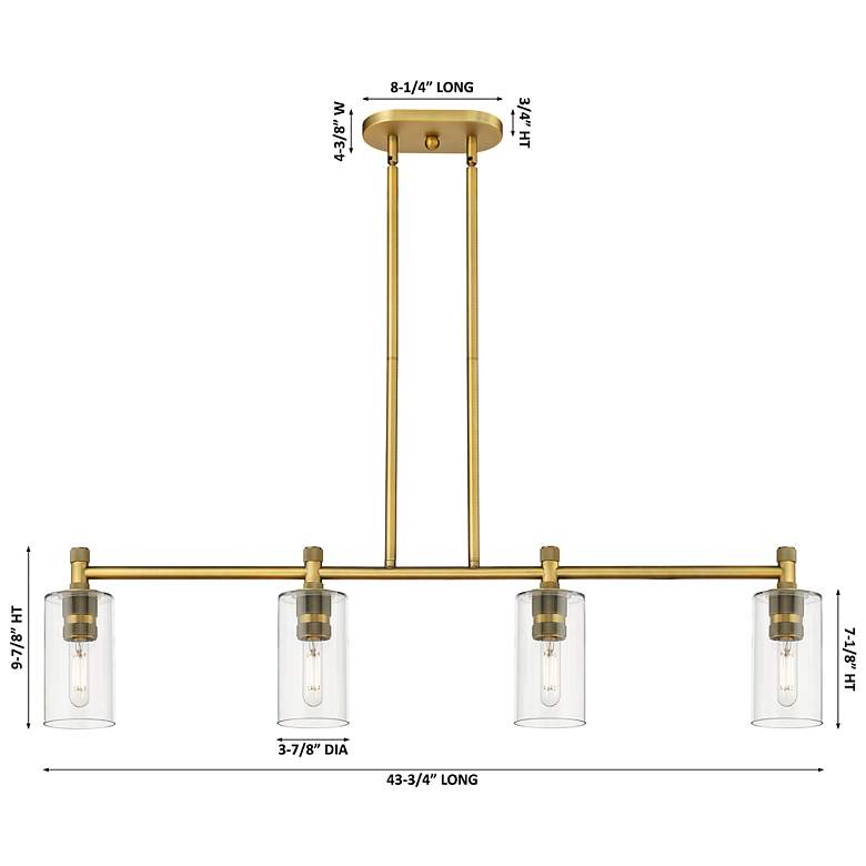 Image 2 Downtown Crown Point 44"W Satin Nickel Island Light w/ Mercury Shade more views