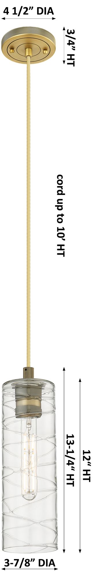 Image 2 Downtown Crown Point 5"W Cord Brushed Brass Pendant w/ Mercury Shade more views