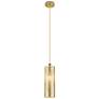 1_Downtown Crown Point 5"W Cord Brushed Brass Pendant w/ Mercury Shade