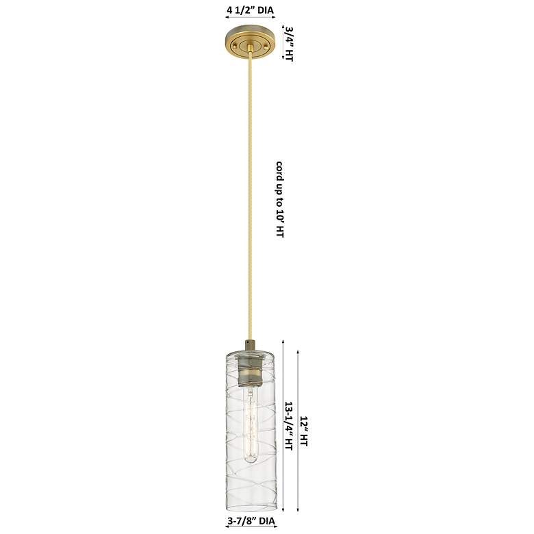 Image 2 Downtown Crown Point 5"W Cord Brushed Brass Pendant w/ Mercury Shade more views
