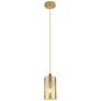1_Downtown Crown Point 5"W Cord Brushed Brass Pendant w/ Mercury Shade