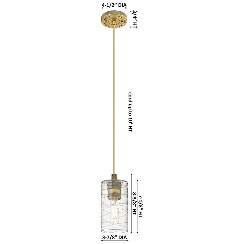Image 2 Downtown Crown Point 5"W Cord Brushed Brass Pendant w/ Mercury Shade more views
