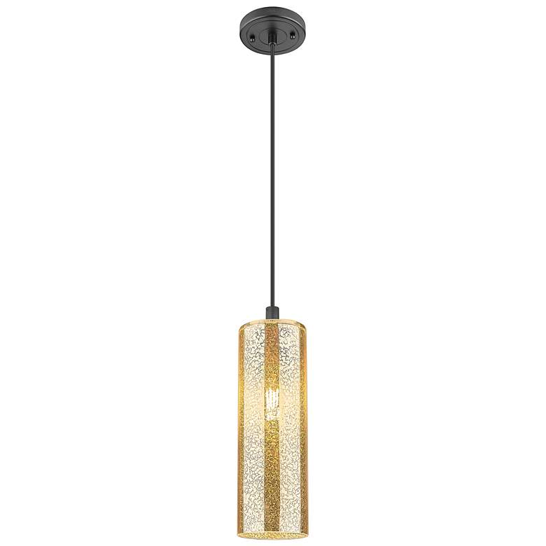 Image 1 Downtown Crown Point 5"W Cord Matte Black Pendant w/ Mercury Shade