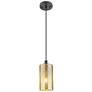 1_Downtown Crown Point 5"W Cord Matte Black Pendant w/ Mercury Shade