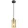 Downtown Crown Point 5"W Cord Matte Black Pendant w/ Mercury Shade