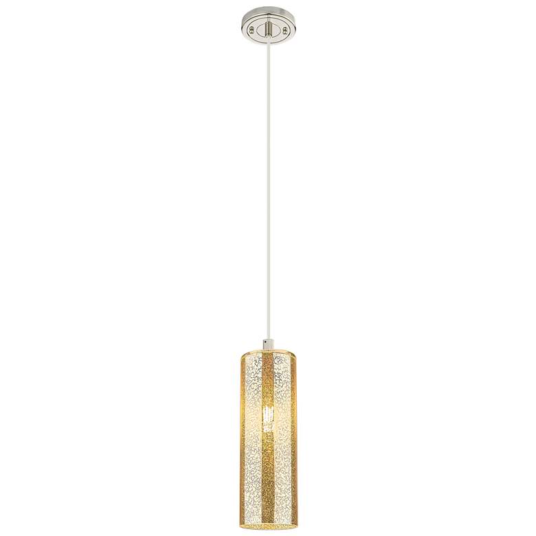 Image 1 Downtown Crown Point 5"W Cord Nickel Pendant w/ Mercury Shade