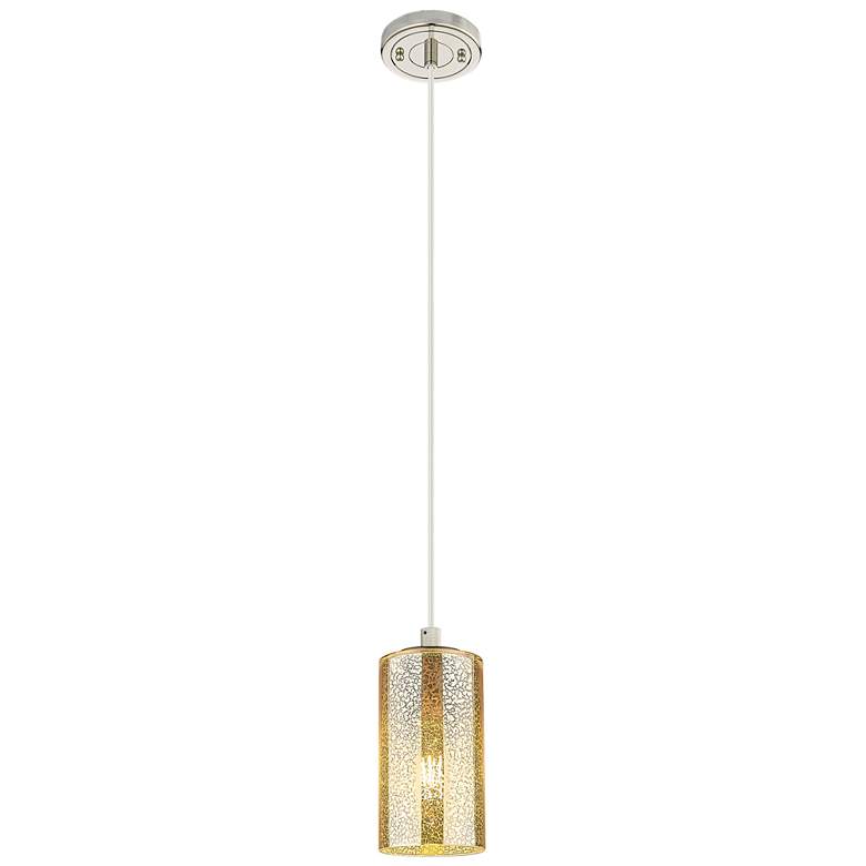 Image 1 Downtown Crown Point 5"W Cord Nickel Pendant w/ Mercury Shade