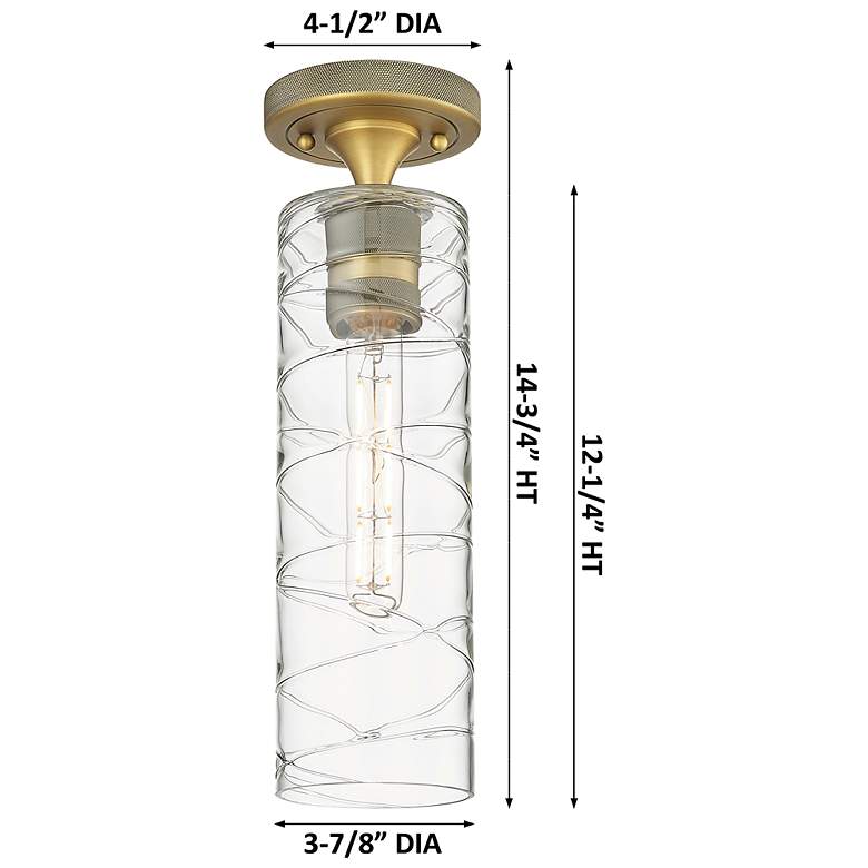 Image 2 Downtown Crown Point 5"W Satin Nickel Flush Mount w/ Mercury Shade more views