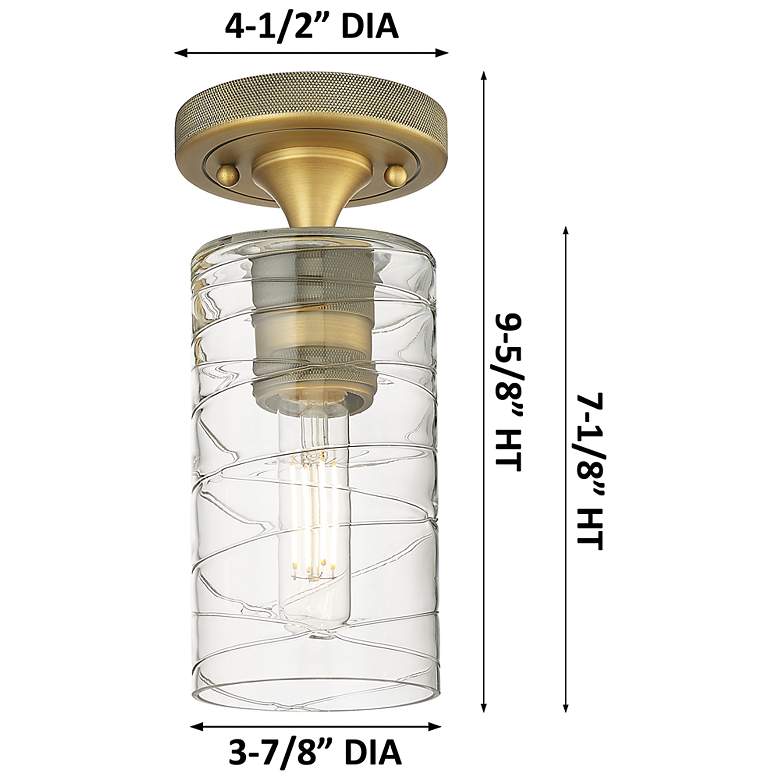 Image 2 Downtown Crown Point 5"W Satin Nickel Flush Mount w/ Mercury Shade more views