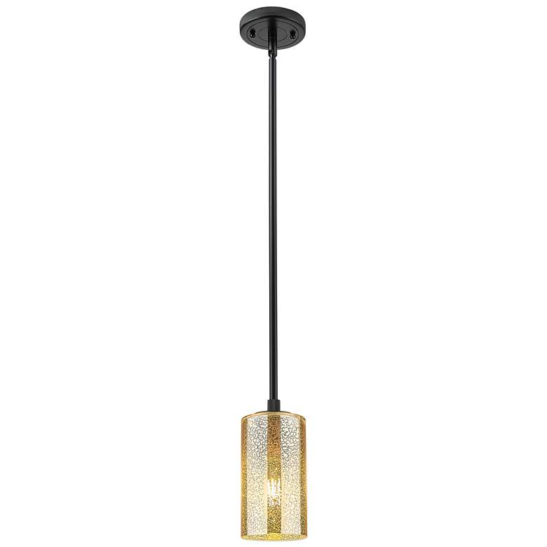 Image 1 Downtown Crown Point 5"W Stem Matte Black Pendant w/ Mercury Shade