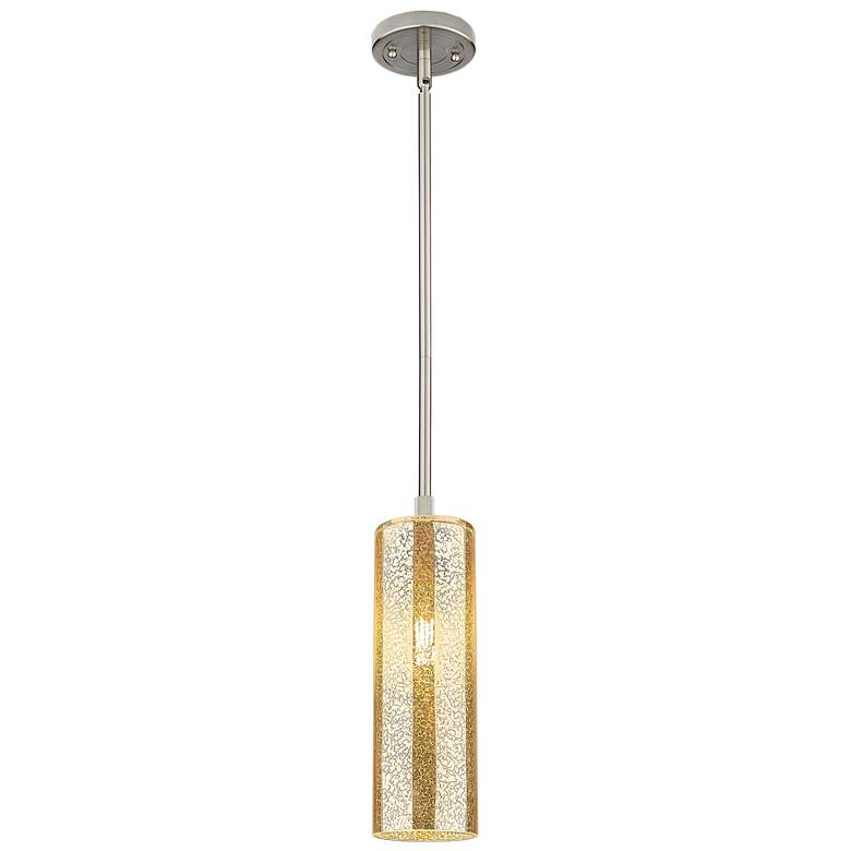 Image 1 Downtown Crown Point 5"W Stem Satin Nickel Pendant w/ Mercury Shade