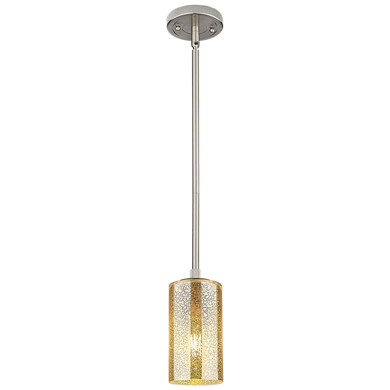 Image 1 Downtown Crown Point 5"W Stem Satin Nickel Pendant w/ Mercury Shade
