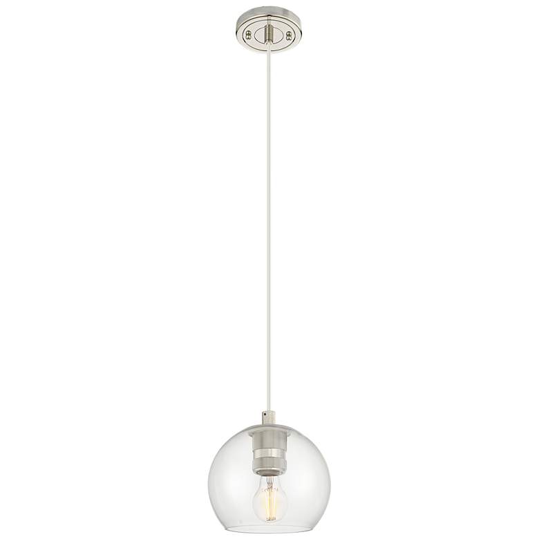 Image 1 Downtown Crown Point 6"W Athens Cord Nickel Pendant w/ Clear Shade
