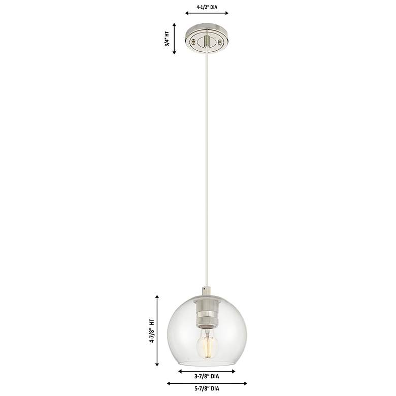 Image 2 Downtown Crown Point 6"W Athens Cord Nickel Pendant w/ Clear Shade more views