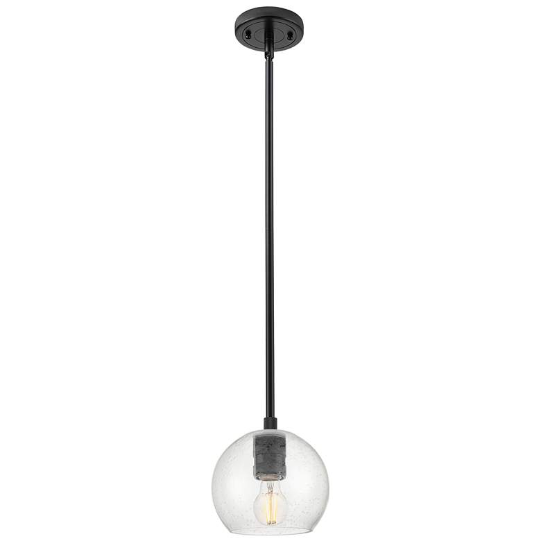 Image 1 Downtown Crown Point 6"W Athens Stem Black Pendant w/ Seedy Shade