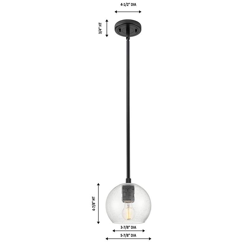 Image 2 Downtown Crown Point 6"W Athens Stem Black Pendant w/ Seedy Shade more views