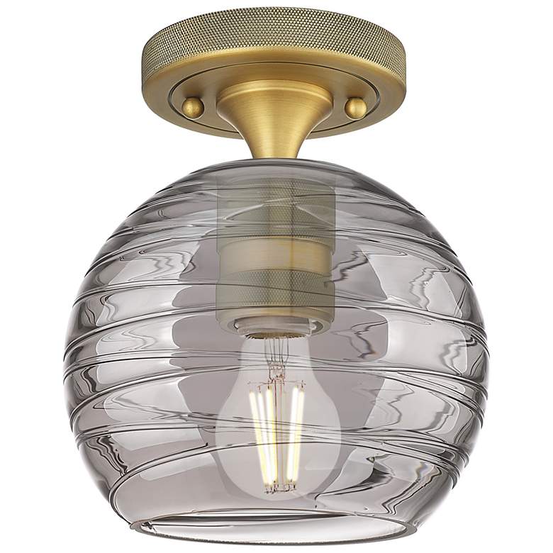 Image 1 Downtown Crown Point 6"W Brass Athens Flush Mount w/ Smoke Swirl Shade