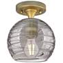 1_Downtown Crown Point 6"W Brass Athens Flush Mount w/ Smoke Swirl Shade