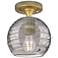 Downtown Crown Point 6"W Brass Athens Flush Mount w/ Smoke Swirl Shade