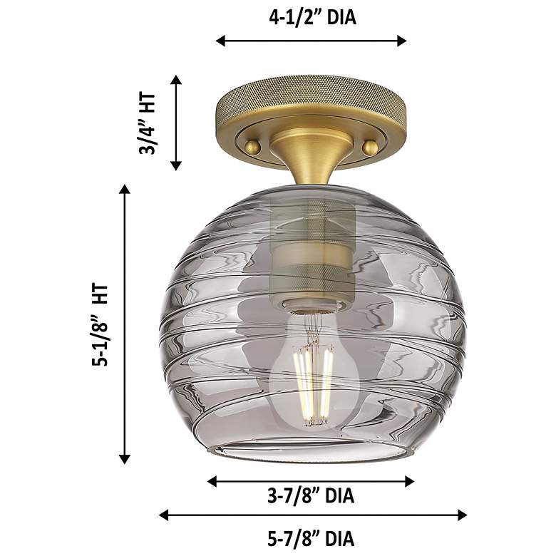 Image 2 Downtown Crown Point 6"W Brass Athens Flush Mount w/ Smoke Swirl Shade more views