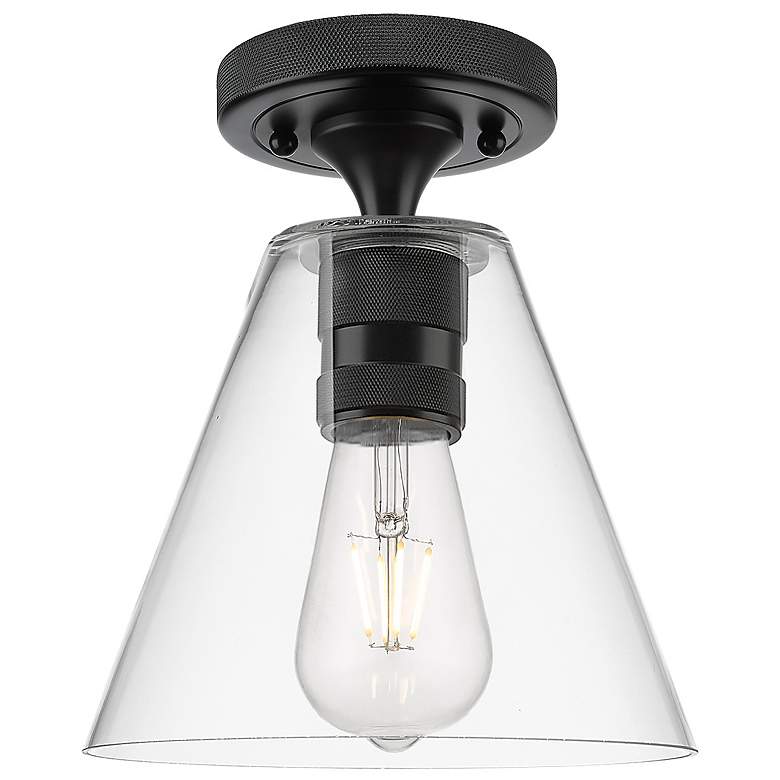 Image 2 Downtown Crown Point 8"W Black Berkshire Flush Mount w/ Clear Shade