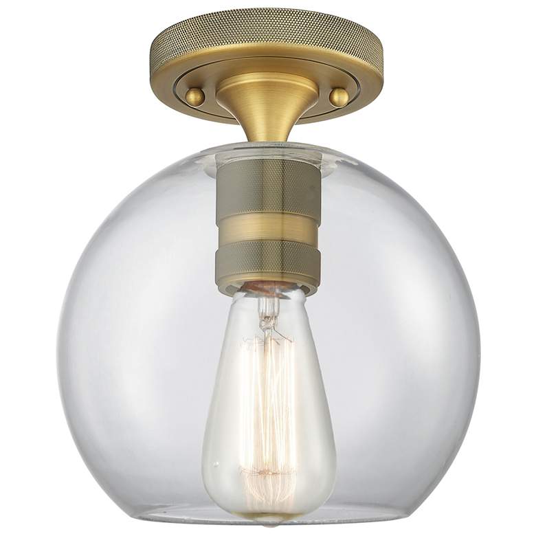 Image 2 Downtown Crown Point 8"W Brass Athens Flush Mount w/ Clear Shade