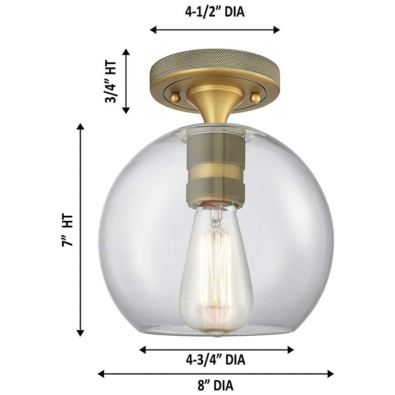 Image 3 Downtown Crown Point 8"W Brass Athens Flush Mount w/ Clear Shade more views