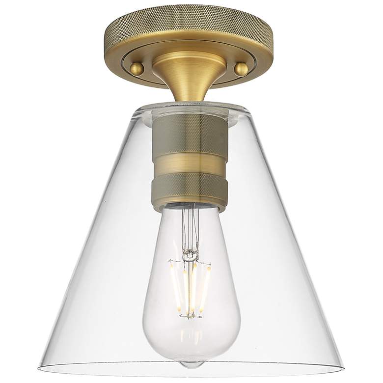 Image 2 Downtown Crown Point 8"W Brass Berkshire Flush Mount w/ Clear Shade