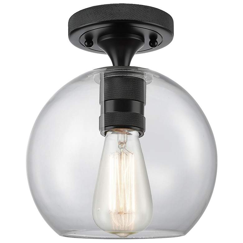 Image 2 Downtown Crown Point 8"W Matte Black Athens Flush Mount w/ Clear Shade