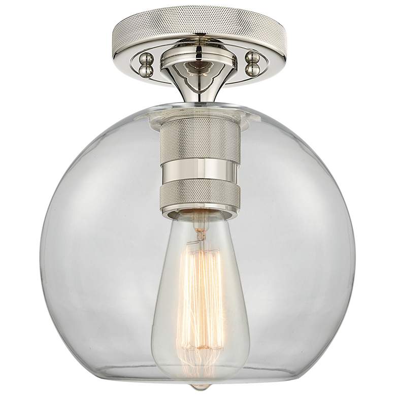 Image 2 Downtown Crown Point 8"W Nickel Athens Flush Mount w/ Clear Shade