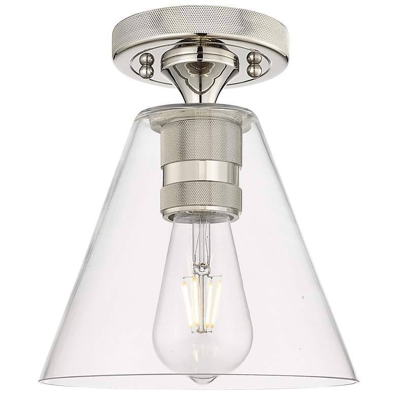 Image 2 Downtown Crown Point 8"W Nickel Berkshire Flush Mount w/ Clear Shade