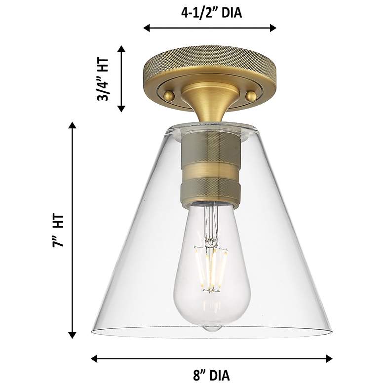 Image 3 Downtown Crown Point 8"W Satin Nickel Berkshire Flush Mount w/ Clear Shade more views