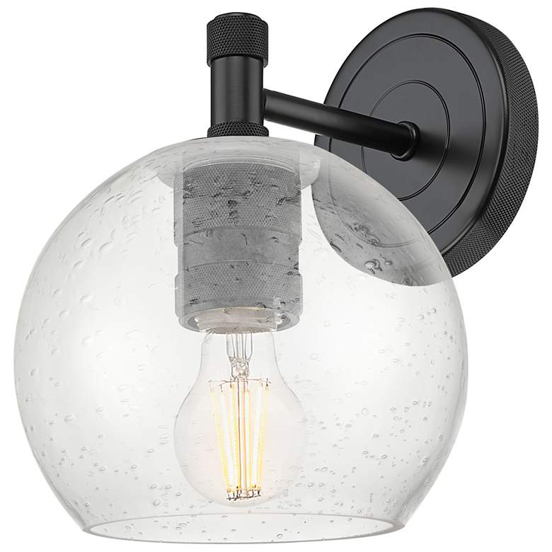 Image 1 Downtown Crown Point 9 "H Black Athens Wall Sconce w/ Seedy Shade