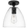 2_Downtown Crown Point 9"W Black Bristol Flush Mount w/ Clear Shade
