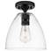 Downtown Crown Point 9"W Black Bristol Flush Mount w/ Clear Shade