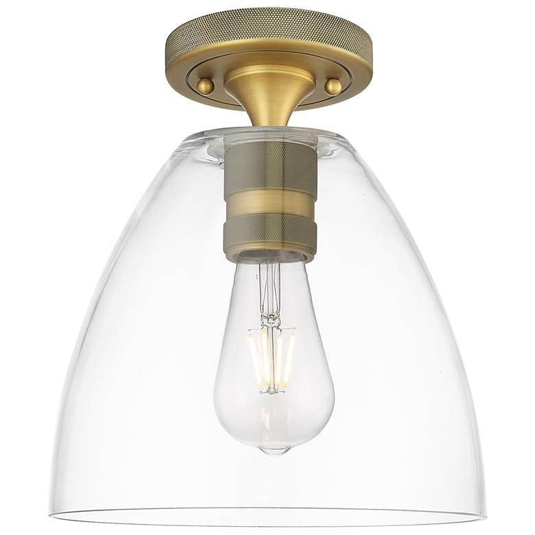 Image 2 Downtown Crown Point 9"W Brass Bristol Flush Mount w/ Clear Shade