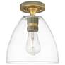 2_Downtown Crown Point 9"W Brass Bristol Flush Mount w/ Clear Shade