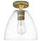 Downtown Crown Point 9"W Brass Bristol Flush Mount w/ Clear Shade