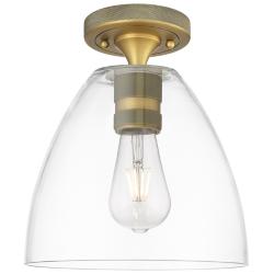 Downtown Crown Point 9"W Brass Bristol Flush Mount w/ Clear Shade