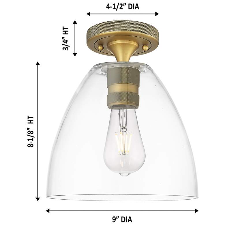 Image 3 Downtown Crown Point 9"W Brass Bristol Flush Mount w/ Clear Shade more views