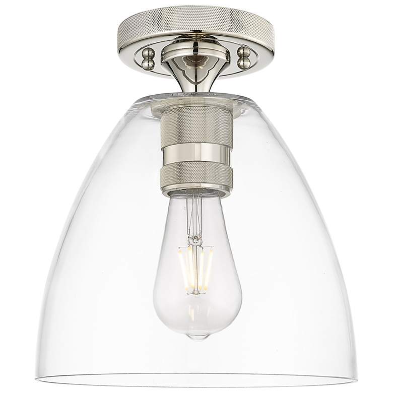 Image 2 Downtown Crown Point 9"W Nickel Bristol Flush Mount w/ Clear Shade