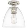 2_Downtown Crown Point 9"W Nickel Bristol Flush Mount w/ Clear Shade