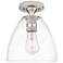 Downtown Crown Point 9"W Satin Nickel Bristol Flush Mount w/ Clear Shade