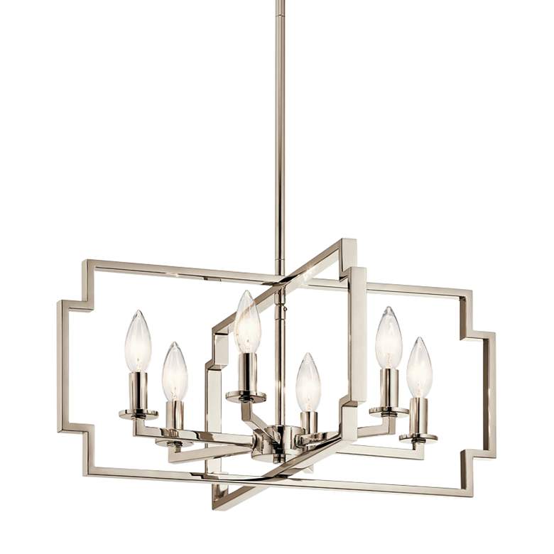 Downtown Deco 21 1/2&quot;W Polished Nickel 6-Light Chandelier