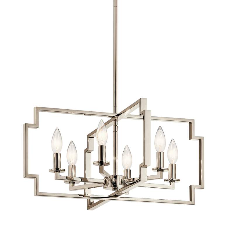 Image 1 Downtown Deco 21 1/2"W Polished Nickel 6-Light Chandelier