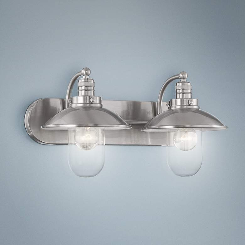 Image 1 Downtown Edison 18 1/2 inch Wide Brushed Nickel Bathroom Light