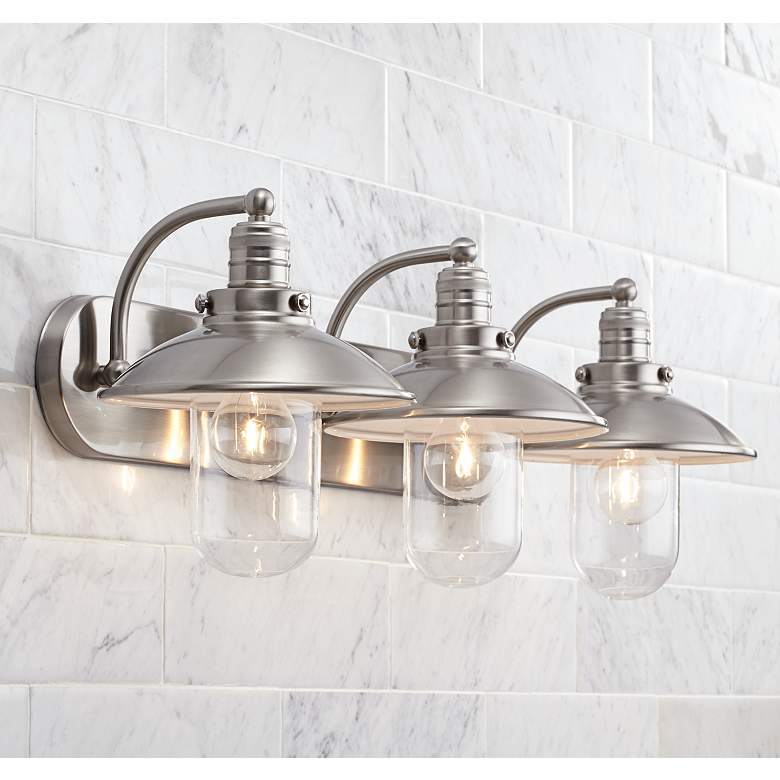 Image 1 Downtown Edison 28 1/2 inch Wide Brushed Nickel Bath Light