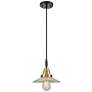 1_Downtown Halophane 9"W Cord Black Brass Mini Pendant w/ Clear Shade
