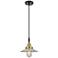 Downtown Halophane 9"W Cord Black Brass Mini Pendant w/ Clear Shade